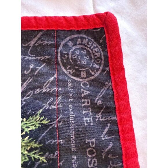4 Handcrafted Quilted Carte Postel French Country Christmas Placemats Tree - Picture 2 of 15